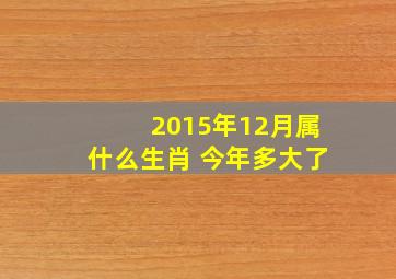 2015年12月属什么生肖 今年多大了